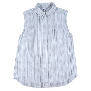 Athleta Women's S Buttonup Striped Sleeveless Top Black and White